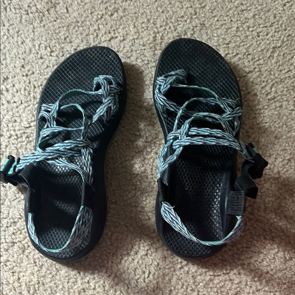 Chaco Black and Teal Adventure Sandals